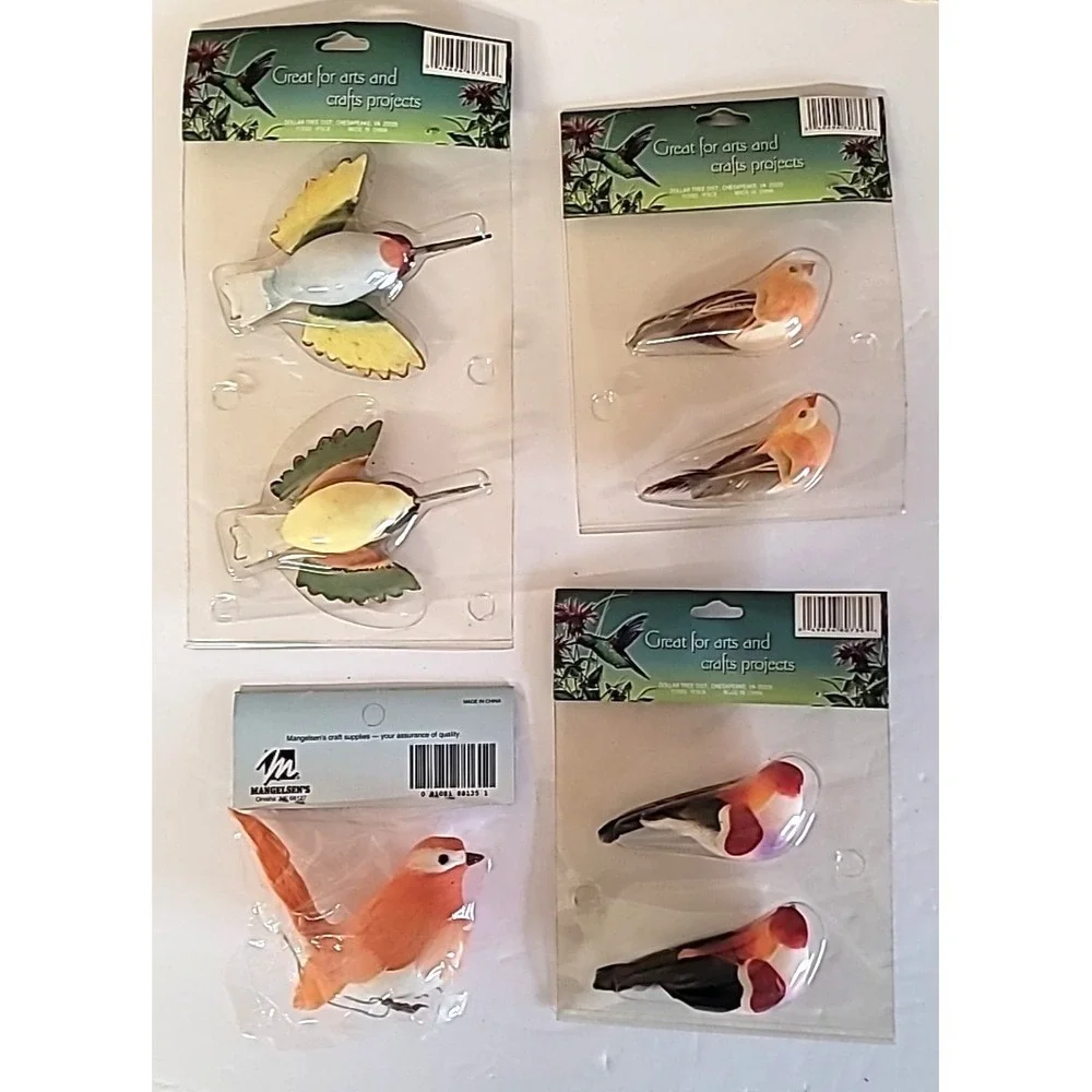 NOS Lot of 7 Colorful Craft Birds 3